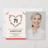 赤エレガントフローラハート71歳 招待状 (正面)