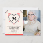 赤エレガントフローラハート94歳 招待状 (正面)