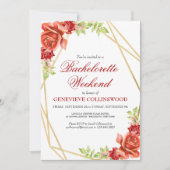 赤エレガントフローラバチェロレッテ週末の日程 招待状 (正面)