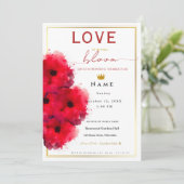 赤エレガントフローラブライダルシャワーミニマル 招待状 (スタンド正面)