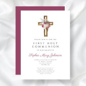 赤エレガントフローラボホクロスファースト聖餐式 招待状