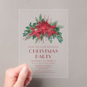 赤エレガントフローラポインセチアパーティー アクリル招待状 (インサイチュ (ポータブル))