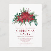赤エレガントフローラポインセチアパーティー ポストカード (正面)