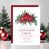 赤エレガントフローラポインセチアパーティー 招待状