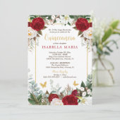 赤エレガントフローラモダンとフォトキンセアニラ 招待状 (スタンド正面)