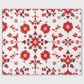 赤エレガントフローラ対称ラッピング紙 ラッピングペーパー (フラット)
