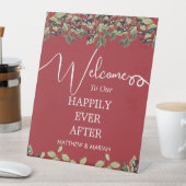 赤エレガントフローラ書結婚の歓迎 台座サイン (インサイチュ)