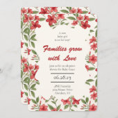 赤エレガントフローラ植物養殖シャワー 招待状 (正面/裏面)