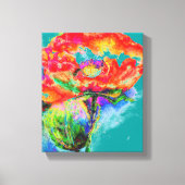 赤エレガントフローラ水絵画色ティール(緑がかった色) キャンバスプリント (正面)