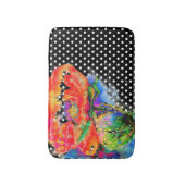 赤エレガントフローラ水絵画色水玉模様 バスマット (正面縦)