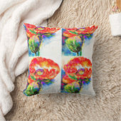 赤エレガントフローラ水絵画色 クッション (ブランケット)