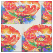 赤エレガントフローラ水絵画色 ファブリック (クローズアップ)