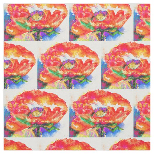 赤エレガントフローラ水絵画色 ファブリック (見本)