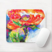 赤エレガントフローラ水絵画色 マウスパッド (マウス)