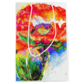 赤エレガントフローラ水絵画色 ミディアムペーパーバッグ (正面)