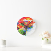 赤エレガントフローラ水絵画色 ラウンド壁時計 (ホーム)