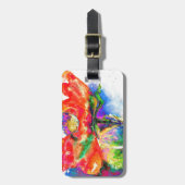 赤エレガントフローラ水絵画色 ラゲッジタグ (正面縦)