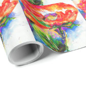 赤エレガントフローラ水絵画色 ラッピングペーパー (ロールコーナー)