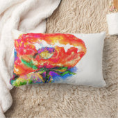 赤エレガントフローラ水絵画色 ランバークッション (ブランケット)