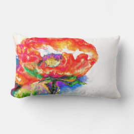 赤エレガントフローラ水絵画色 ランバークッション