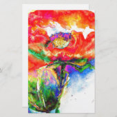 赤エレガントフローラ水絵画色 便箋 (正面/裏面)