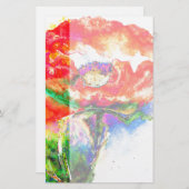 赤エレガントフローラ水絵画色 便箋 (正面/裏面)