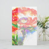 赤エレガントフローラ水絵画色 便箋 (スタンド正面)