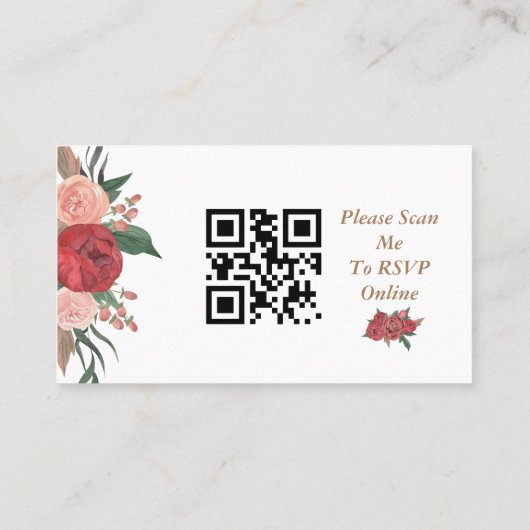 赤エレガントフローラ素朴ウェディングRSVPカード プレイスカード (裏面)