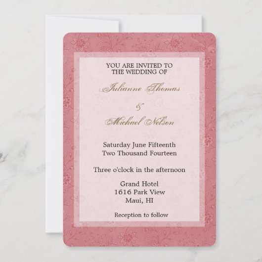 赤エレガントフローラ結婚ズ 招待状 (正面)