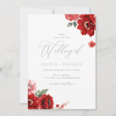 赤エレガントフローラ結婚ズ 招待状 (正面)