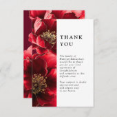 赤エレガントフローラ葬式お祝い サンキューカード (正面/裏面)