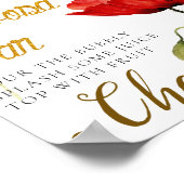 赤エレガントフローラ赤ちゃんシャワーミモザバー標識 ポスター (角)