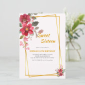 赤エレガントフローラSweet sixteen金ゴールドフレーム 招待状 (スタンド正面)