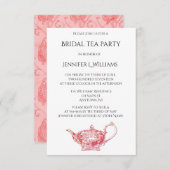 赤エレガントブライダル茶パーティの招待状 招待状 (正面/裏面)