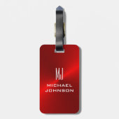 赤エレガントブラシ仕上げメタリックモノグラムのイニシャル ラゲッジタグ (裏面縦)