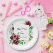 赤エレガントブルゴーニュフローラ結婚ズ ペーパープレート (パーティー)