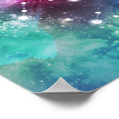 赤エレガントブルーウォーターカラーネブラ射手座 ポスター (角)