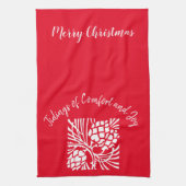 赤エレガントホリデーシーズン キッチンタオル (縦)