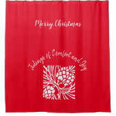 赤エレガントホリデーシーズン シャワーカーテン (正面)