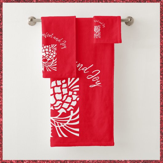 赤エレガントホリデーシーズン バスタオルセット