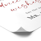 赤エレガントポインセチアアドバイス&ウィーズ結婚 ポスター (角)