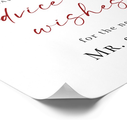 赤エレガントポインセチアアドバイス&ウィーズ結婚 ポスター (角)