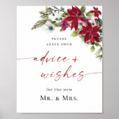 赤エレガントポインセチアアドバイス&ウィーズ結婚 ポスター (正面)