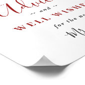 赤エレガントポインセチアアドバイス&ウィーズ結婚 ポスター (角)