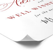 赤エレガントポインセチアアドバイス&ウィーズ結婚 ポスター (角)