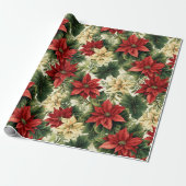赤エレガントポインセチアフローラクリスマスホリデー ラッピングペーパー (アンロールド)