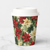 赤エレガントポインセチアフローラクリスマスホリデー 紙コップ (裏面)
