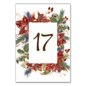 赤エレガントポインセチアフローラクリスマス冬 テーブルナンバー (裏面)