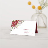 赤エレガントポインセチアフローラクリスマス披露宴 プレイスカード (裏面)