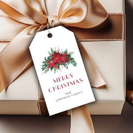 赤エレガントポインセチアフローラクリスマス ギフトタグ